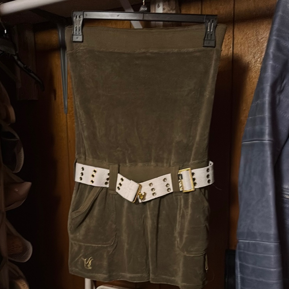 Stylish Olive Mini Dress with Belt